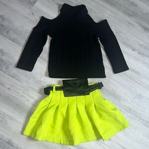 Little girls skirt outfit with sweater with cut outs on shoulder. Sizes 3-4T